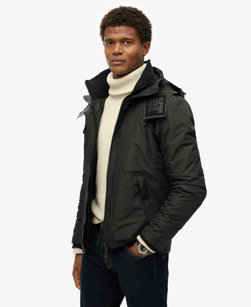 Hooded Mountain Windbreaker Slim Fit Jacket | Black/Black