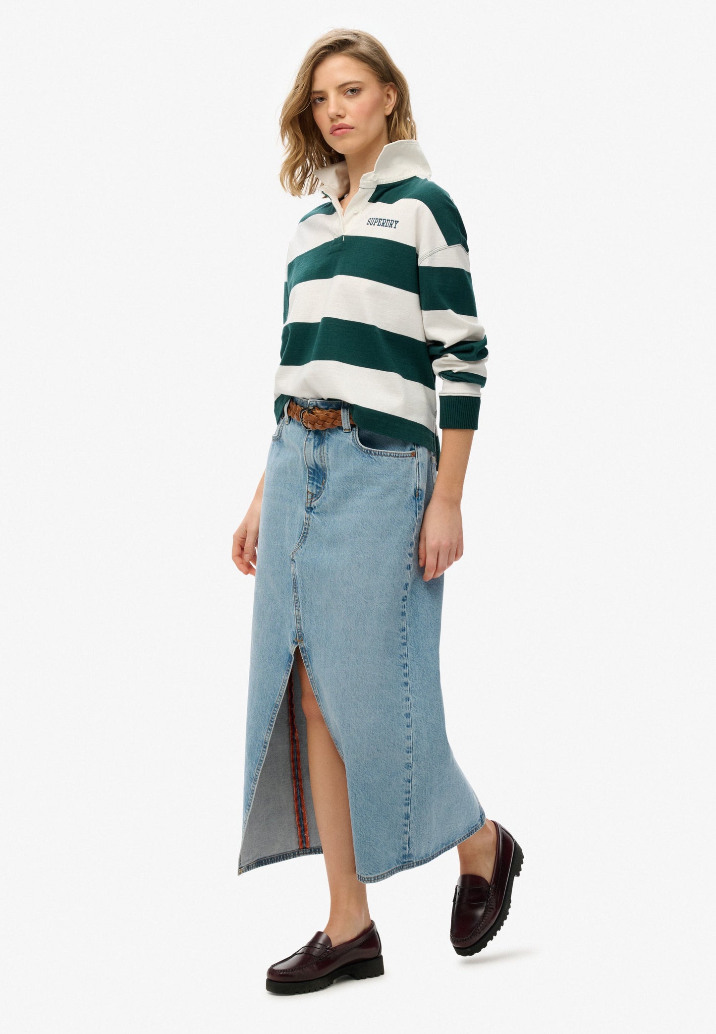 Denim Split Maxi Skirt | Beach Blue