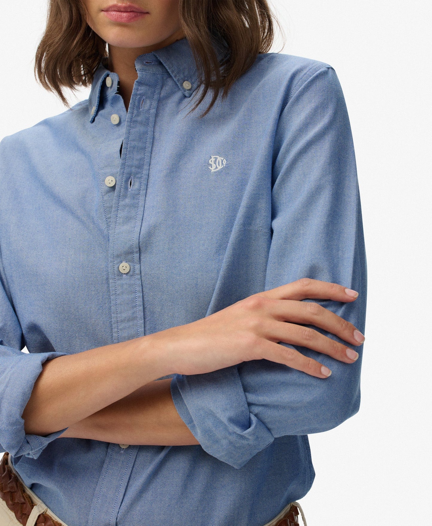 Slim Oxford Long Sleeve Shirt | Azure Blue Chambray Oxford