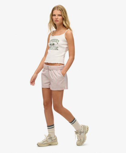 Cotton Stripe Elastic Short | Suffolk Pink Stripe