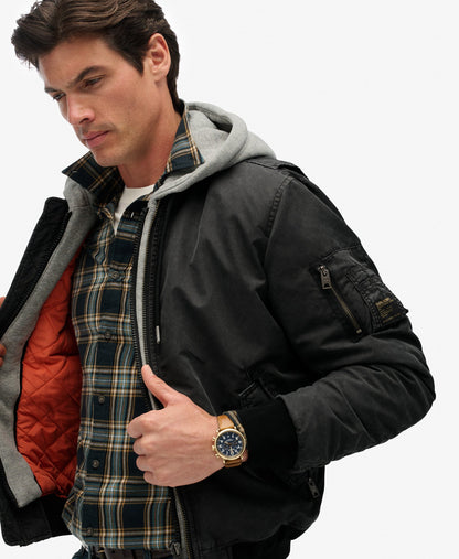Military Ma1 Bomber Jacket | Washed Black
