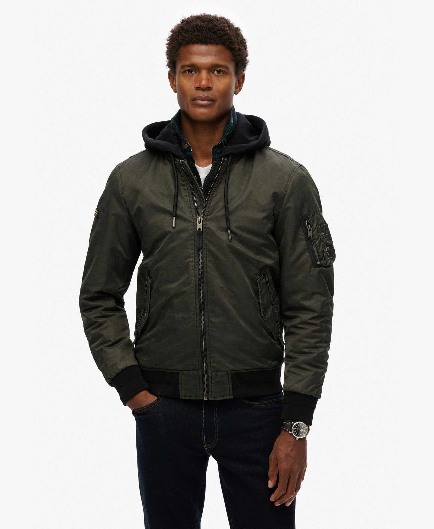 Military Ma1 Bomber Jacket | Washed Dark Green
