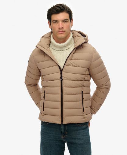 Hooded Fuji Padded Slim Fit Jacket | Winter Twig Beige