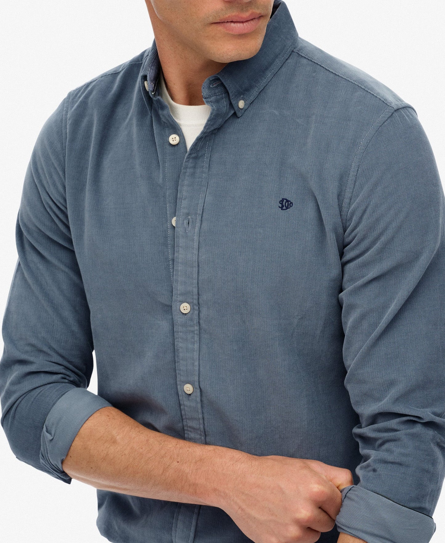 Classic Needle Cord Shirt | Stormy Weather Blue