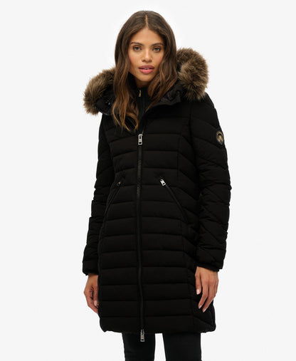 Fuji Hooded Mid Length Jacket | Black