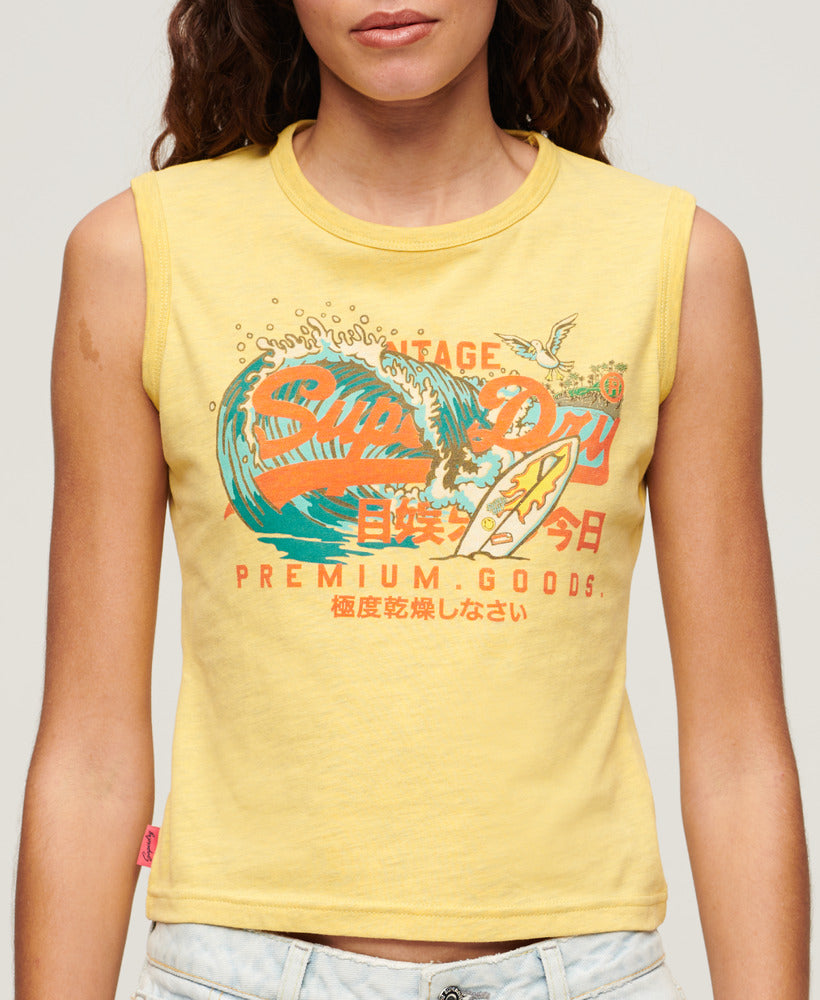 La Vintage Logo Graphic Slim Tank Top | Sun Yellow Marle