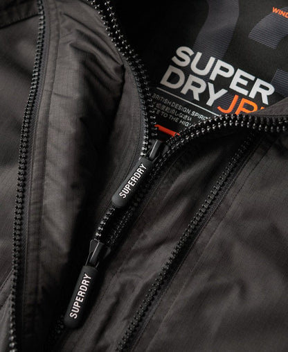Hooded Mountain Windbreaker Slim Fit Jacket | Black