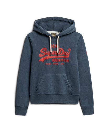 Embroidered Vintage Logo Graphic Hoodie | Trench Navy Marle