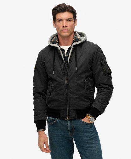 Military Ma1 Bomber Jacket | Washed Black