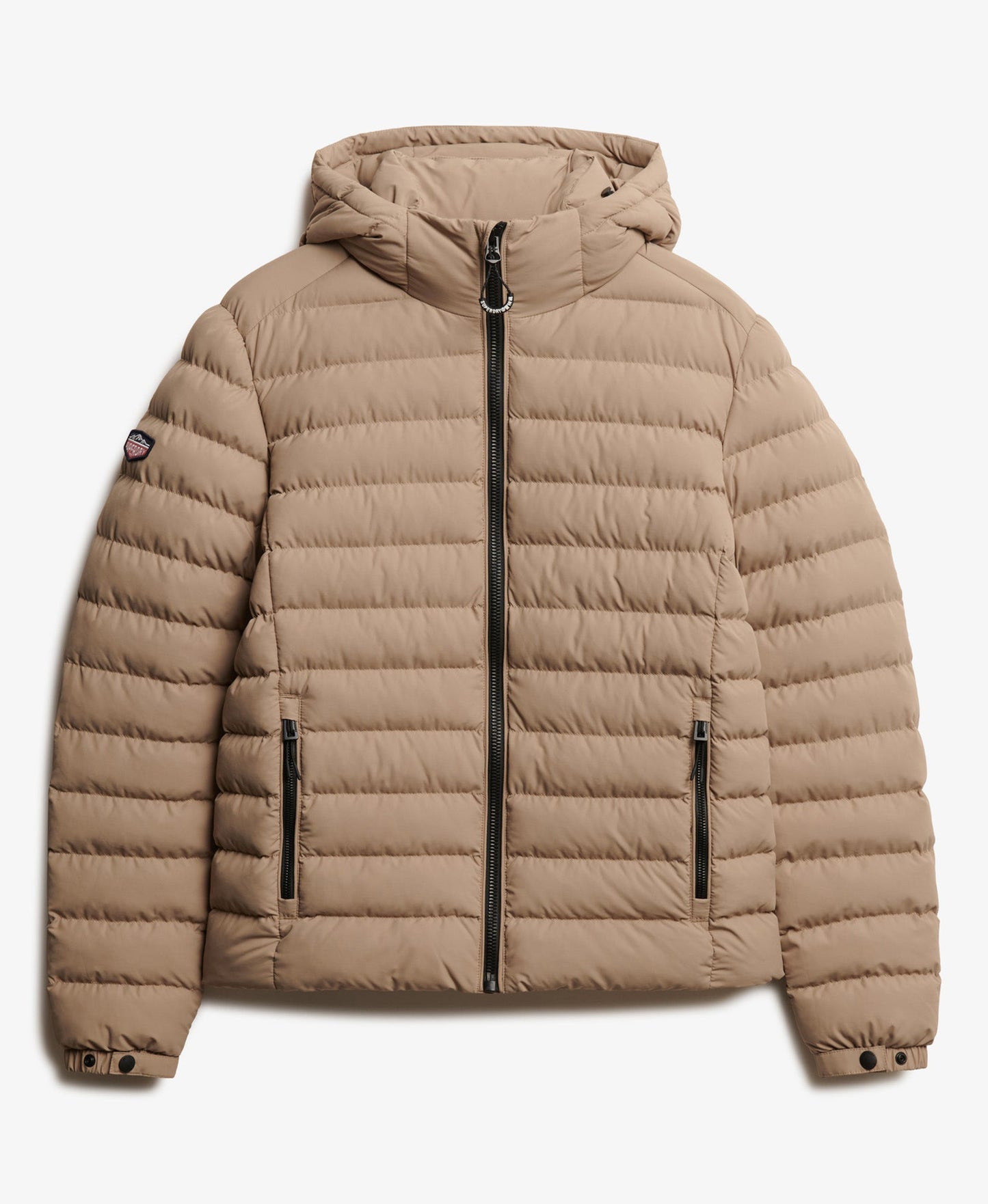 Hooded Fuji Padded Slim Fit Jacket | Winter Twig Beige