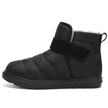 (Limited Time 70% Discount Event) Men's 2024 Winter New Warm Waterproof Non-Slip Puncture-Resistant Velcro Slip-On Snow Boots Ankle Support Orthopedic Wide Toe Arch Support Cotton Shoes
