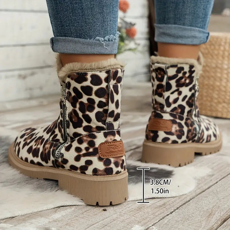 Women's Plush-Lined Ankle Martin Zipper Boots