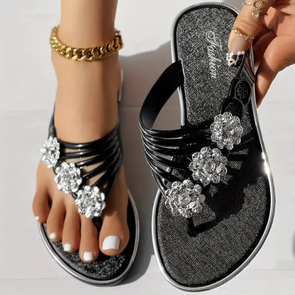 🔥LAST DAY 50% OFF - Women's Floral Flat  Fashionable Open Toe Non Slip Flip Flops
