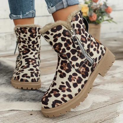 Women's Plush-Lined Ankle Martin Zipper Boots